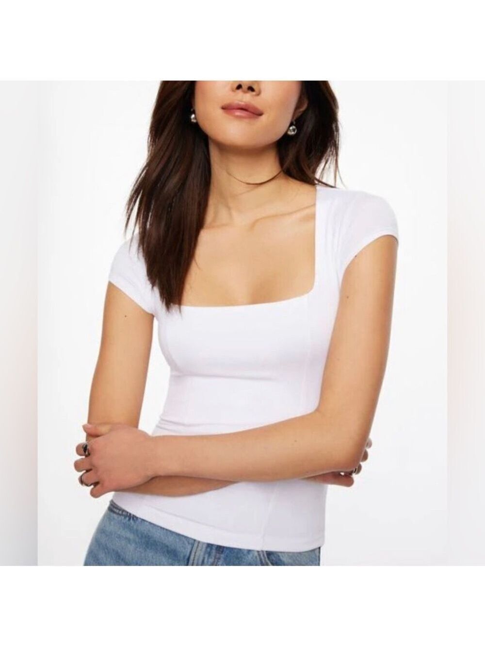 Dynamite. White Square neck Top
